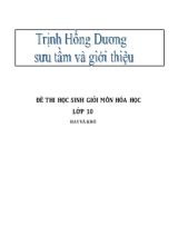 Đề thi học sinh giỏi môn Hóa học Lớp 10 hay và khó - Trịnh Hồng Dương
